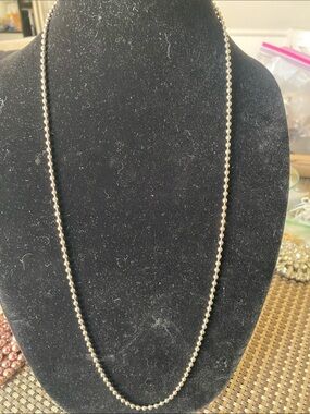 Just USA Long Silver Beaded Necklace